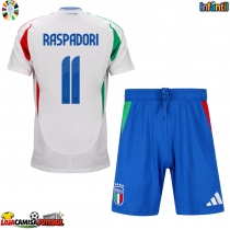 Camisa de Futebol Itália Giacomo Raspadori #11 Equipamento Secundário Infantil Europeu 2024 Manga Curta (+ Calças curtas)